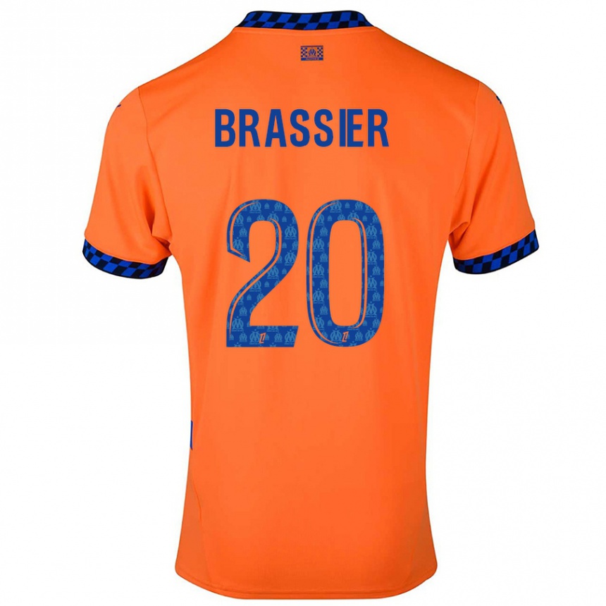 Kids Football Lilian Brassier #20 Orange Dark Blue Third Jersey 2024/25 T-Shirt Canada