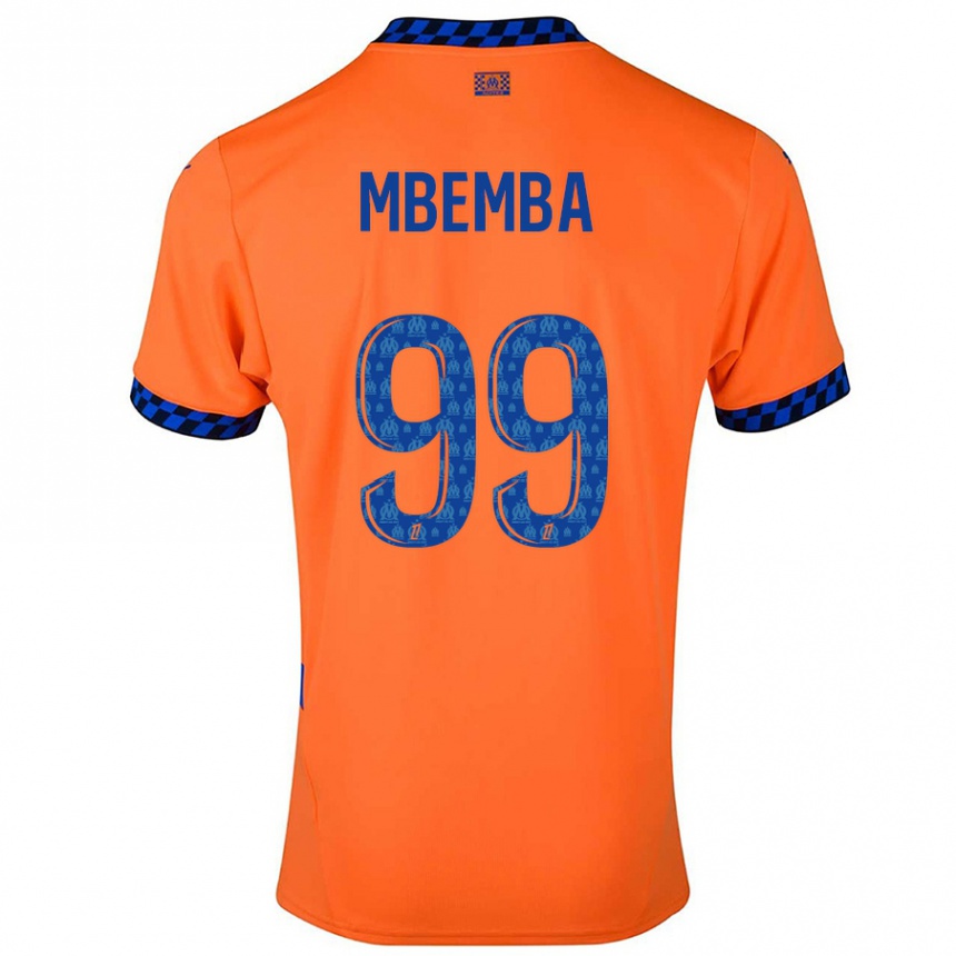 Enfant Football Maillot Chancel Mbemba #99 Orange Bleu Foncé Troisieme 2024/25 Canada