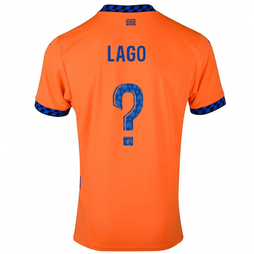 Kids Football Ange Lago #0 Orange Dark Blue Third Jersey 2024/25 T-Shirt Canada