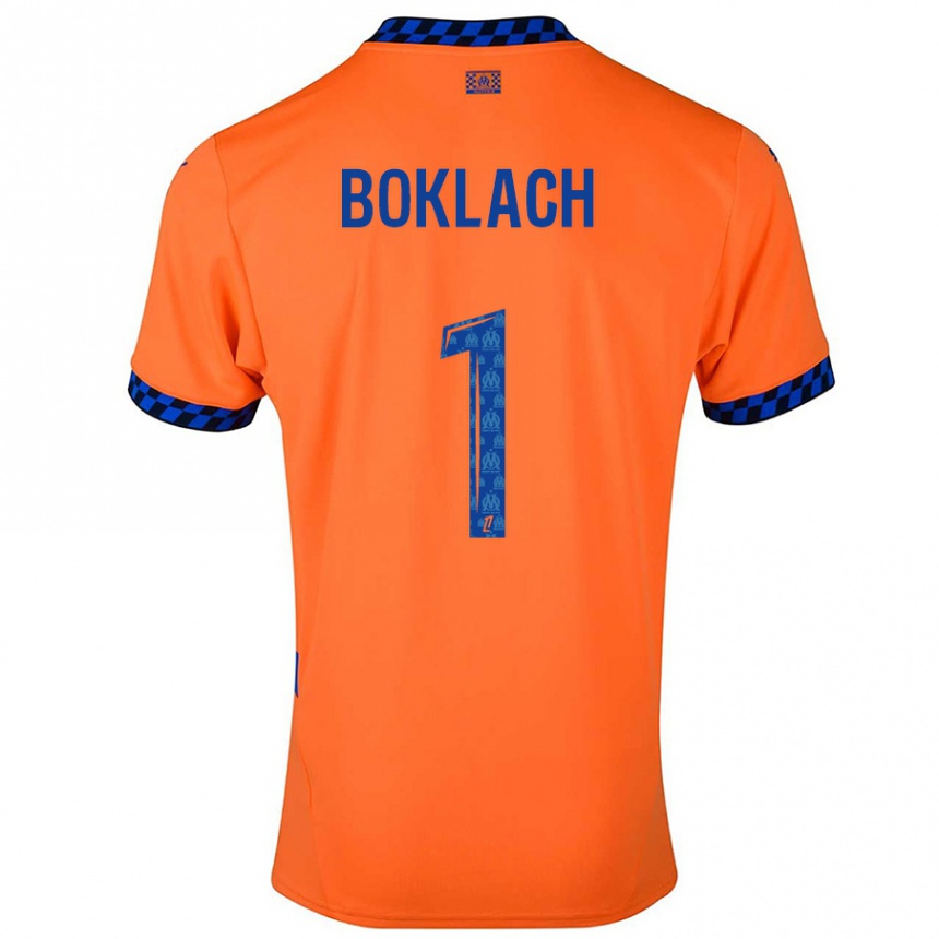 Kids Football Kateryna Boklach #1 Orange Dark Blue Third Jersey 2024/25 T-Shirt Canada