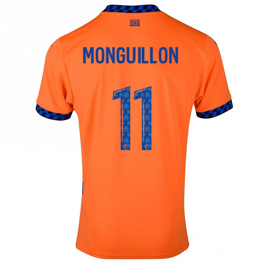 Kids Football Coralie Monguillon #11 Orange Dark Blue Third Jersey 2024/25 T-Shirt Canada