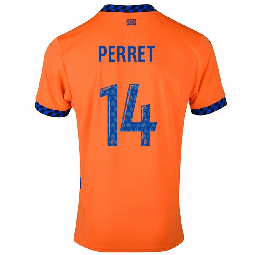 Enfant Football Maillot Jenny Perret #14 Orange Bleu Foncé Troisieme 2024/25 Canada