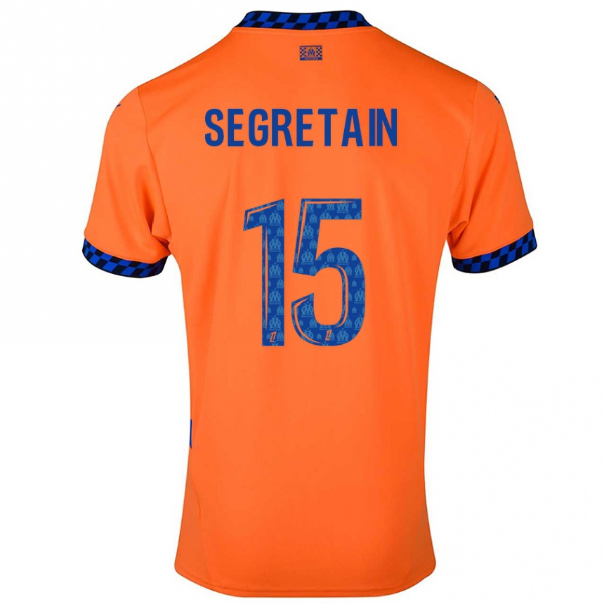 Kids Football Julie Ségrétain #15 Orange Dark Blue Third Jersey 2024/25 T-Shirt Canada