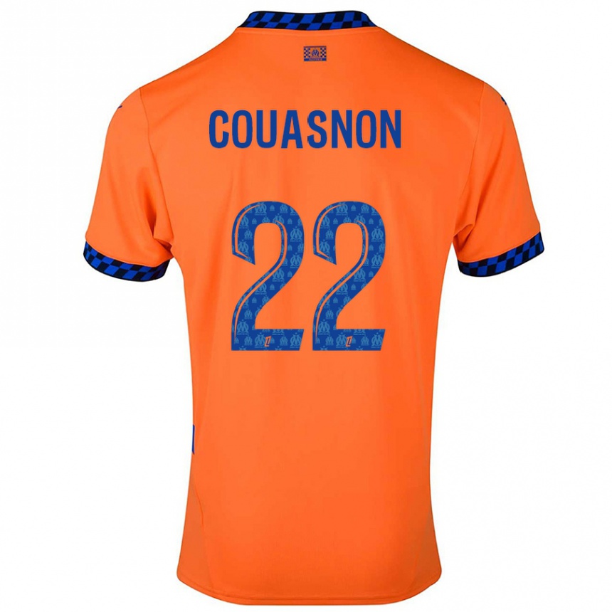 Kids Football Roxane Couasnon #22 Orange Dark Blue Third Jersey 2024/25 T-Shirt Canada