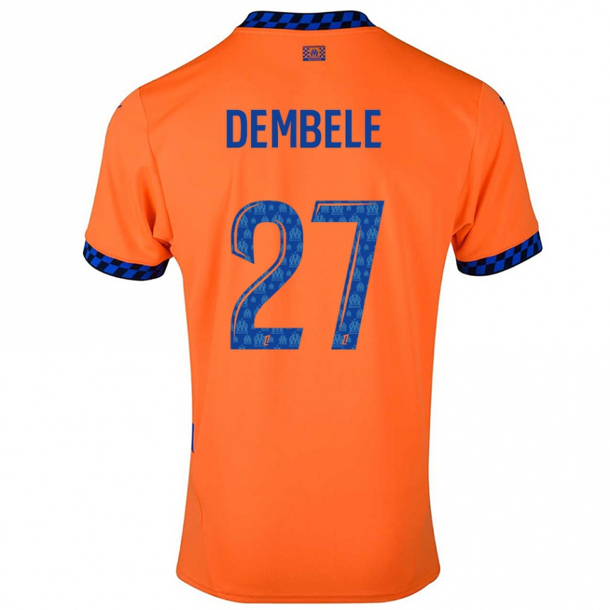 Kids Football Coumba Dembélé #27 Orange Dark Blue Third Jersey 2024/25 T-Shirt Canada