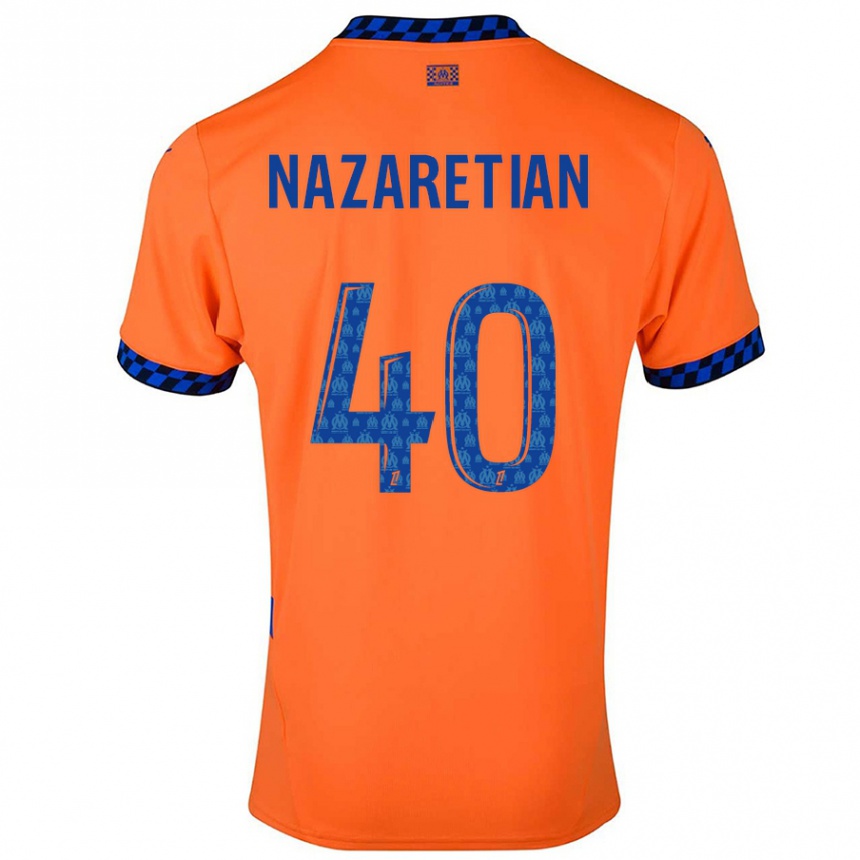 Kids Football Manuel Nazaretian #40 Orange Dark Blue Third Jersey 2024/25 T-Shirt Canada