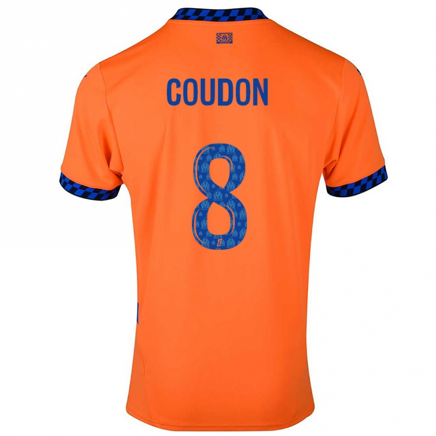 Kids Football Marine Coudon #8 Orange Dark Blue Third Jersey 2024/25 T-Shirt Canada