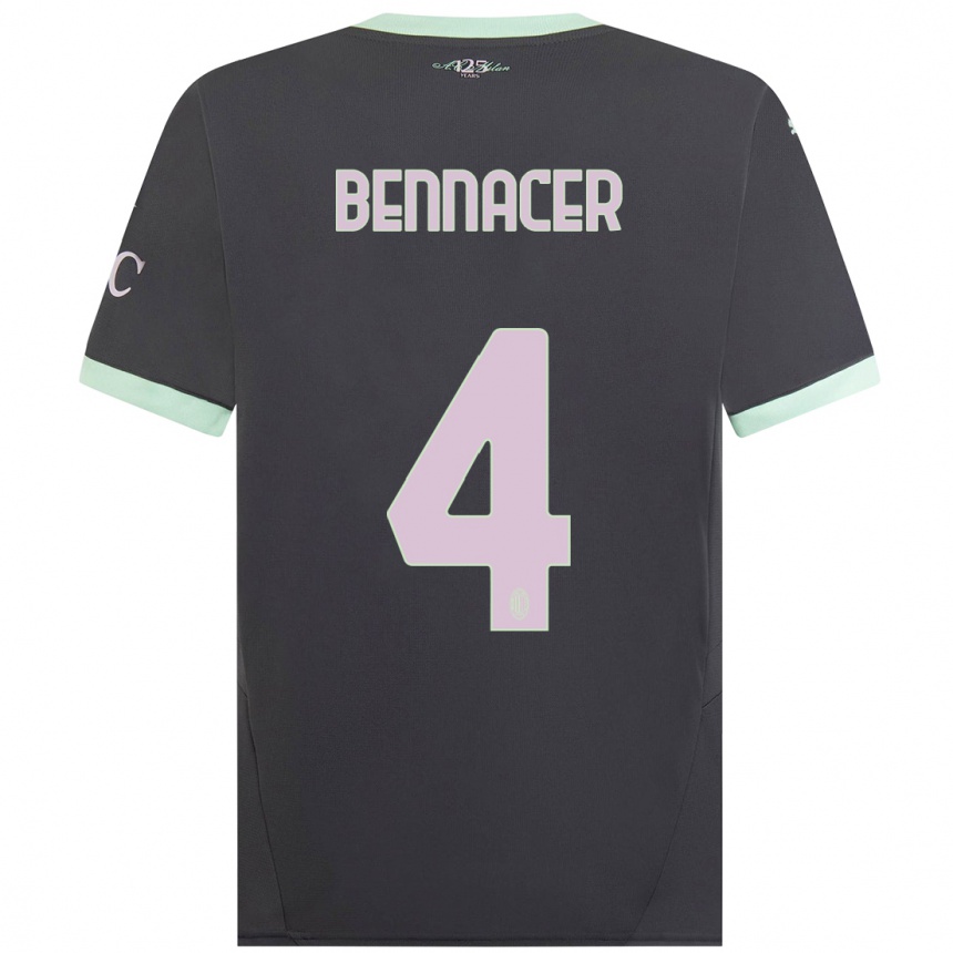 Kids Football Ismael Bennacer #4 Grey Third Jersey 2024/25 T-Shirt Canada