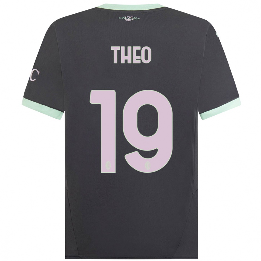 Kids Football Theo Hernandez #19 Grey Third Jersey 2024/25 T-Shirt Canada