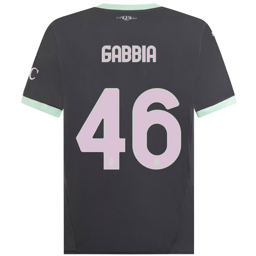 Kids Football Matteo Gabbia #46 Grey Third Jersey 2024/25 T-Shirt Canada