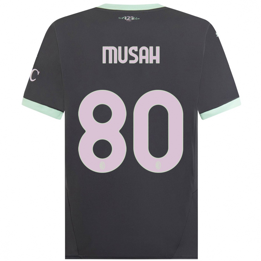 Kids Football Yunus Musah #80 Grey Third Jersey 2024/25 T-Shirt Canada