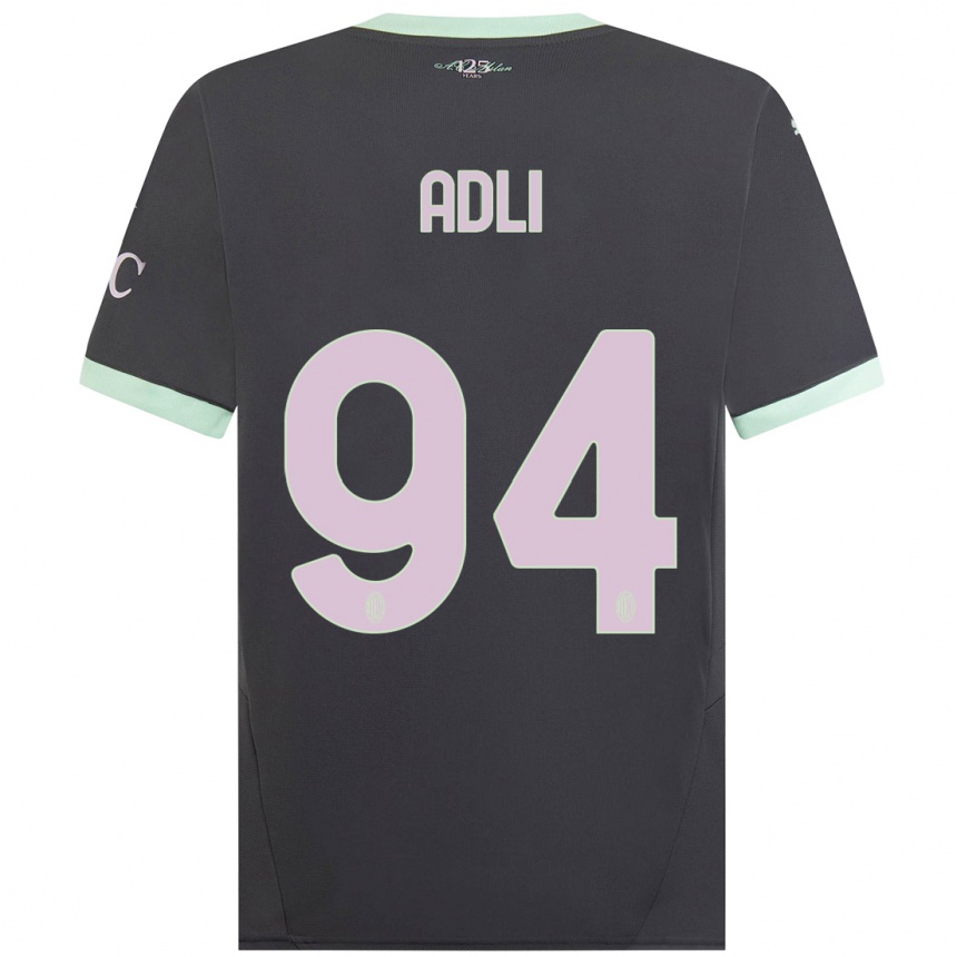 Kids Football Yacine Adli #94 Grey Third Jersey 2024/25 T-Shirt Canada