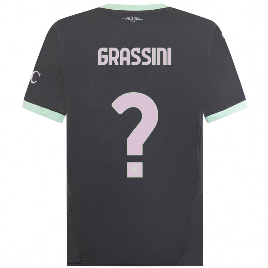 Kids Football Riccardo Grassini #0 Grey Third Jersey 2024/25 T-Shirt Canada