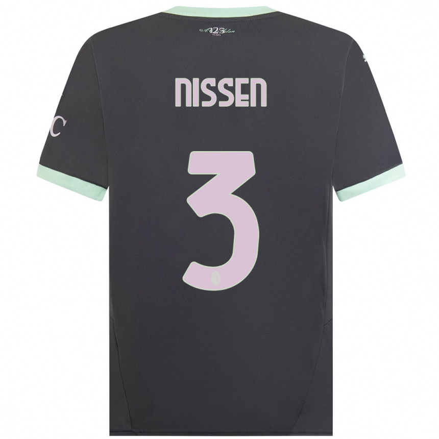 Kids Football Fredrik Nissen #3 Grey Third Jersey 2024/25 T-Shirt Canada