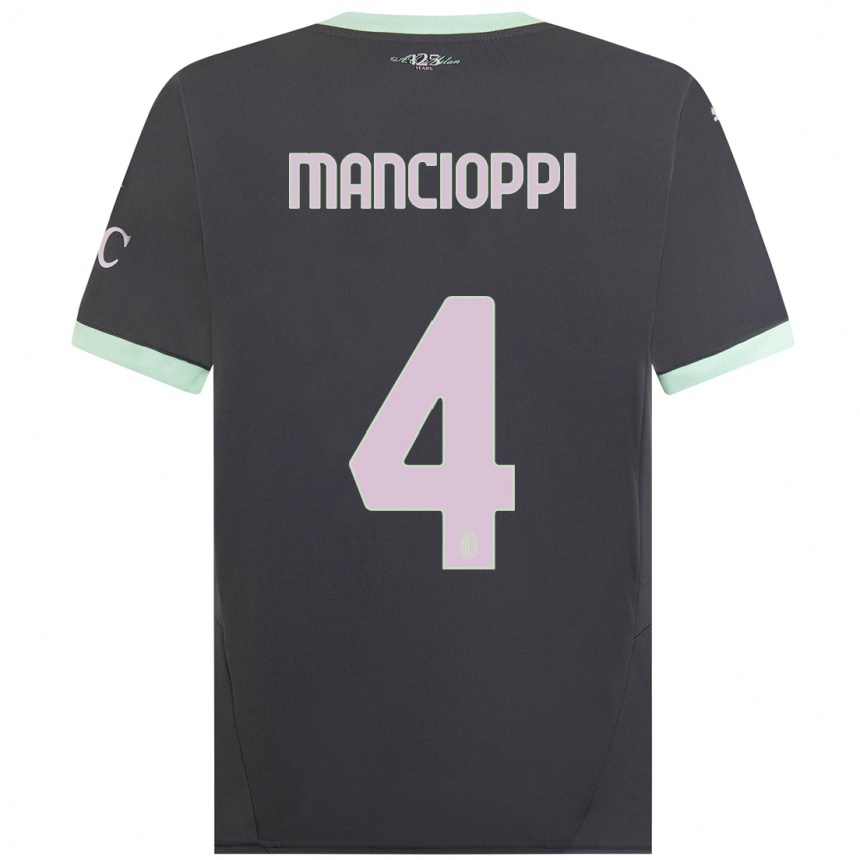 Kids Football Tommaso Mancioppi #4 Grey Third Jersey 2024/25 T-Shirt Canada