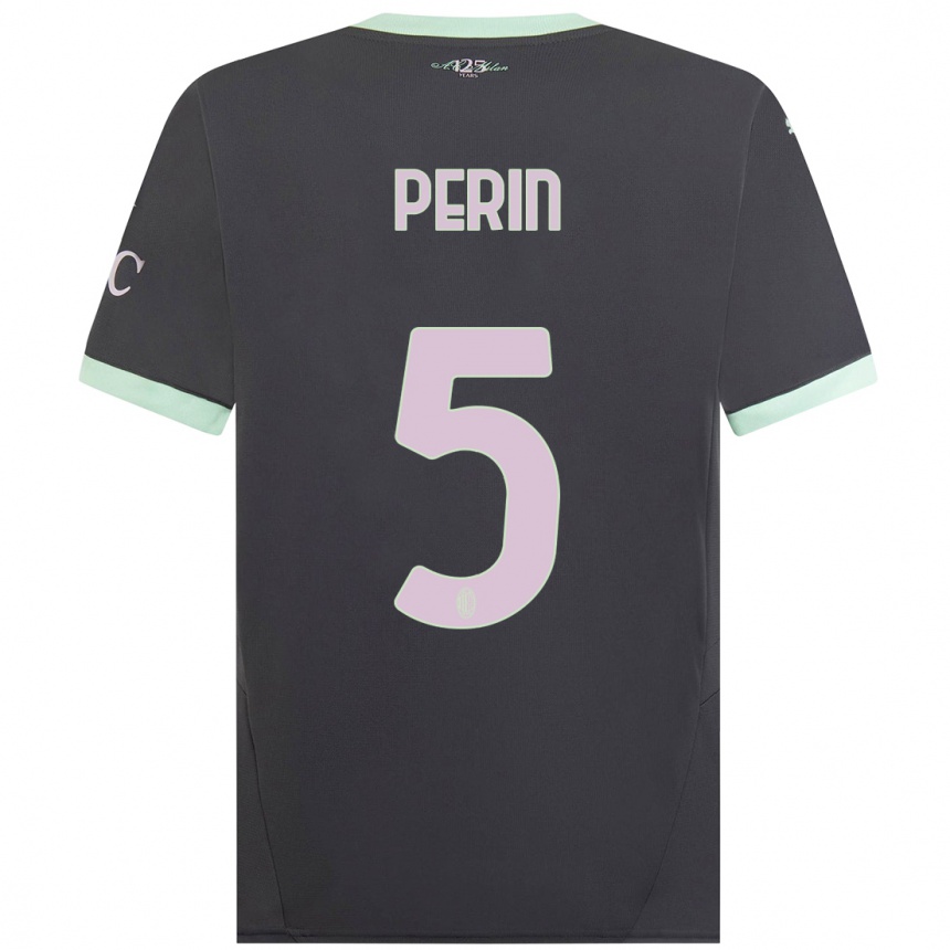 Kids Football Ernesto Perin #5 Grey Third Jersey 2024/25 T-Shirt Canada