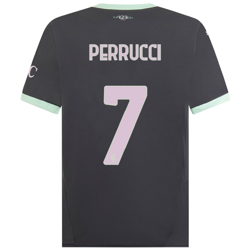 Kids Football Vincenzo Perrucci #7 Grey Third Jersey 2024/25 T-Shirt Canada