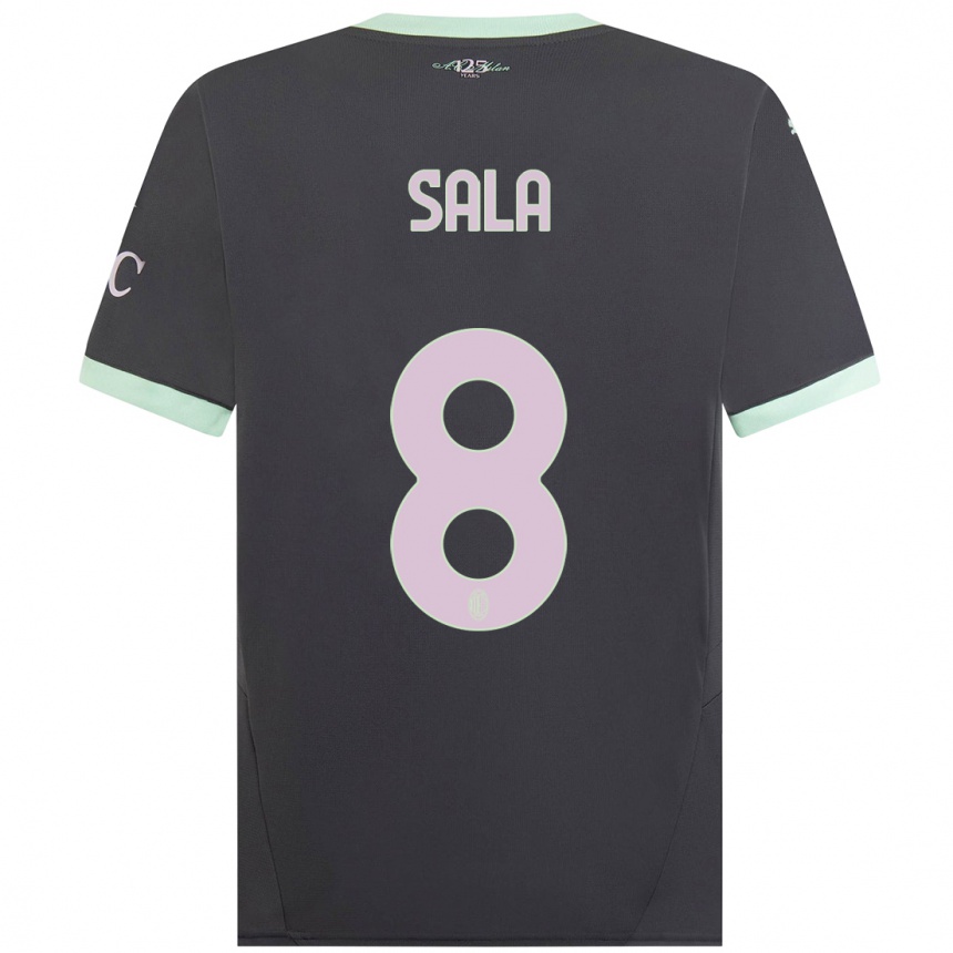 Kids Football Emanuele Sala #8 Grey Third Jersey 2024/25 T-Shirt Canada