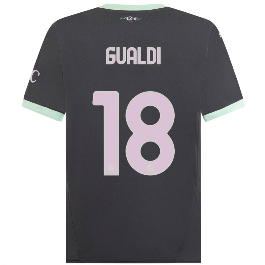 Kids Football Andrea Gualdi #18 Grey Third Jersey 2024/25 T-Shirt Canada