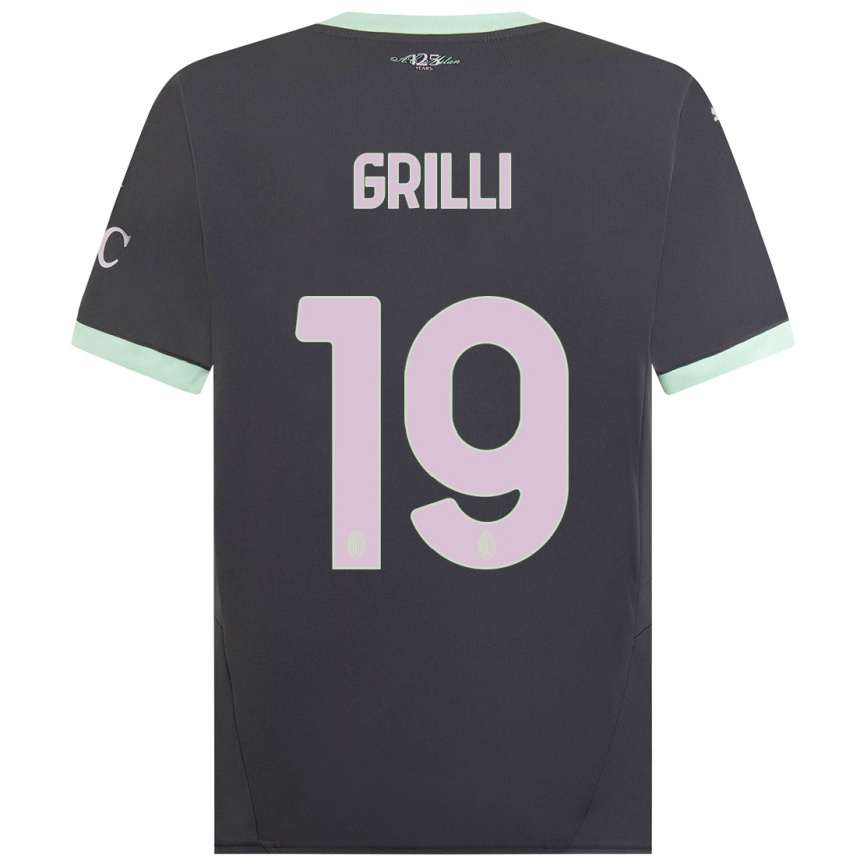 Kids Football Lorenzo Grilli #19 Grey Third Jersey 2024/25 T-Shirt Canada