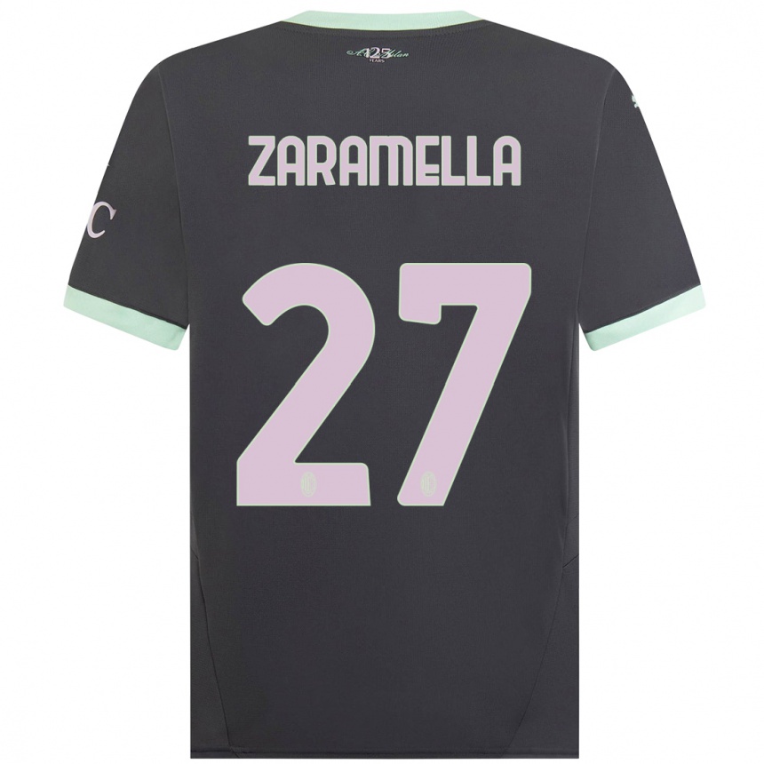 Kids Football Mattia Zaramella #27 Grey Third Jersey 2024/25 T-Shirt Canada