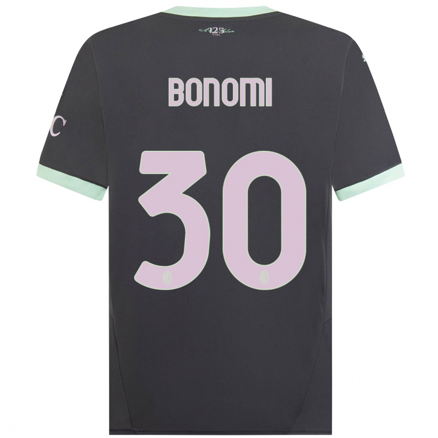 Kids Football Alessandro Bonomi #30 Grey Third Jersey 2024/25 T-Shirt Canada