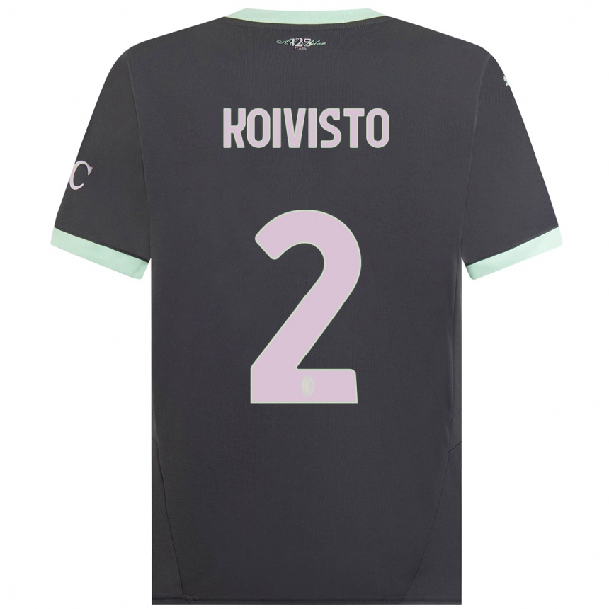 Kids Football Emma Koivisto #2 Grey Third Jersey 2024/25 T-Shirt Canada