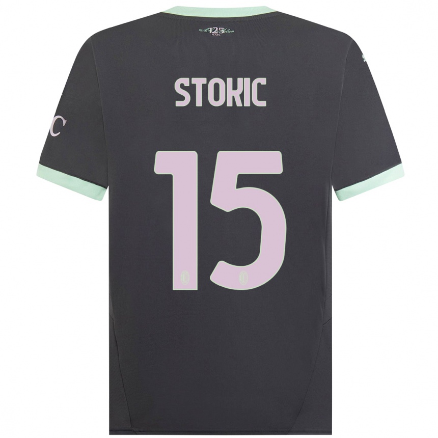 Kids Football Sara Stokić #15 Grey Third Jersey 2024/25 T-Shirt Canada