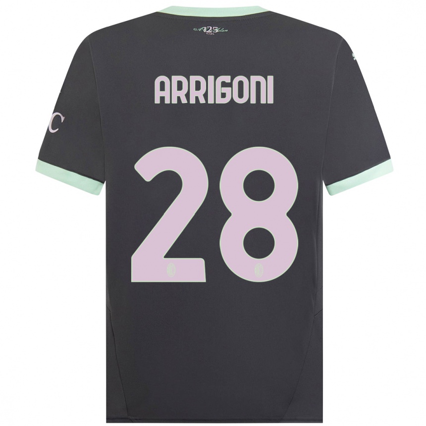 Kids Football Giorgia Arrigoni #28 Grey Third Jersey 2024/25 T-Shirt Canada