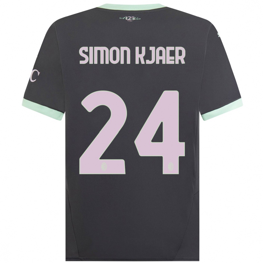 Kids Football Simon Kjaer #24 Grey Third Jersey 2024/25 T-Shirt Canada