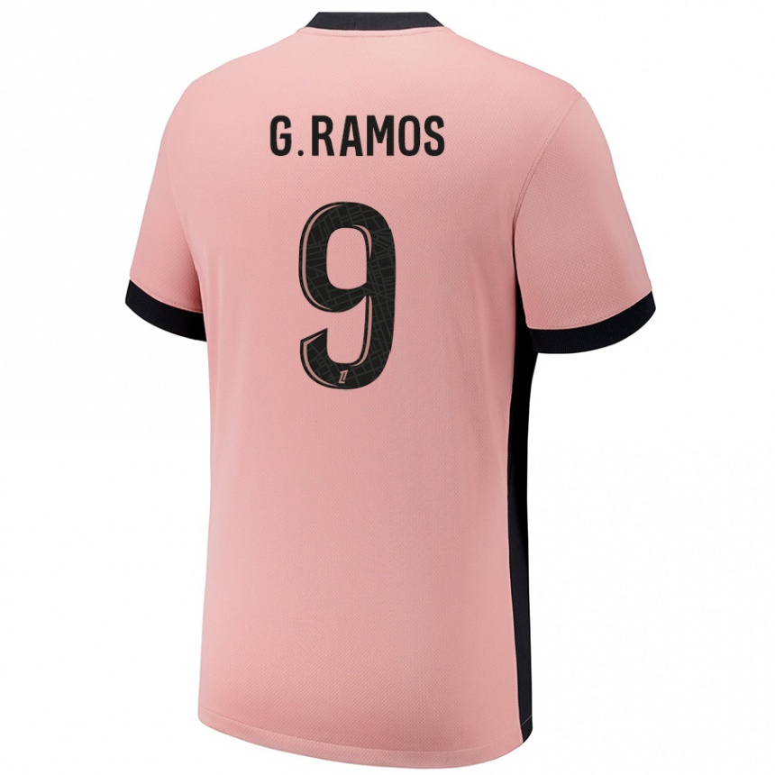 Kids Football Gonçalo Ramos #9 Rust Pink Third Jersey 2024/25 T-Shirt Canada