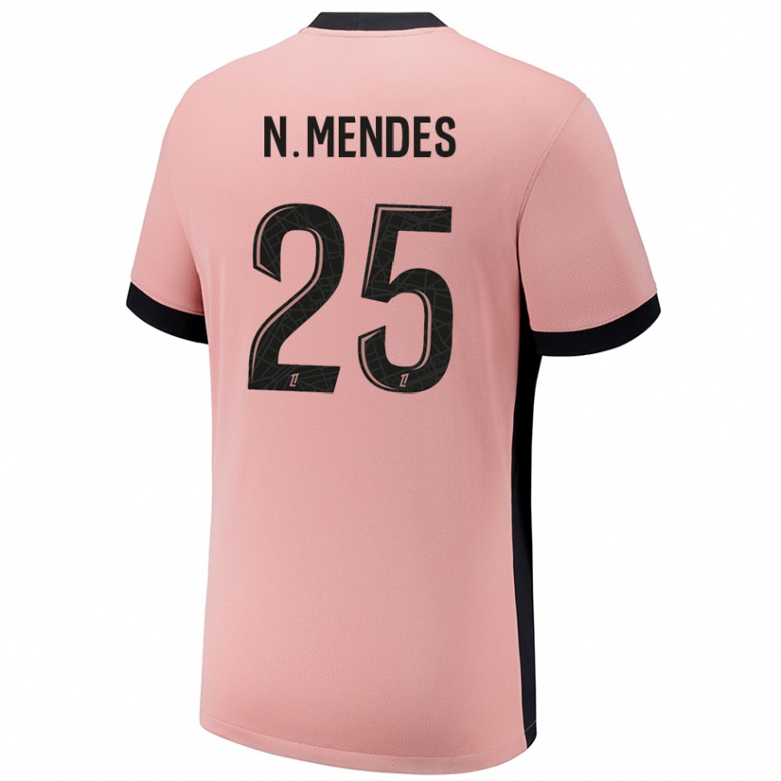 Enfant Football Maillot Nuno Mendes #25 Rouille Rose Troisieme 2024/25 Canada