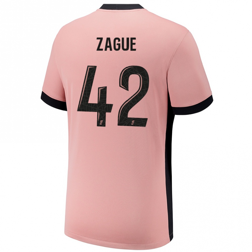 Kids Football Yoram Zague #42 Rust Pink Third Jersey 2024/25 T-Shirt Canada