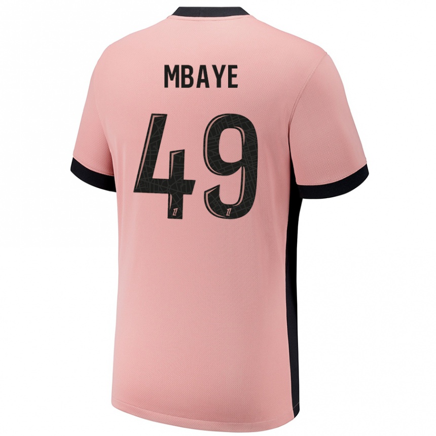 Kids Football Ibrahim Mbaye #49 Rust Pink Third Jersey 2024/25 T-Shirt Canada