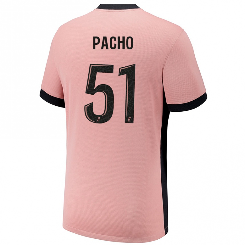 Kids Football Willian Pacho #51 Rust Pink Third Jersey 2024/25 T-Shirt Canada