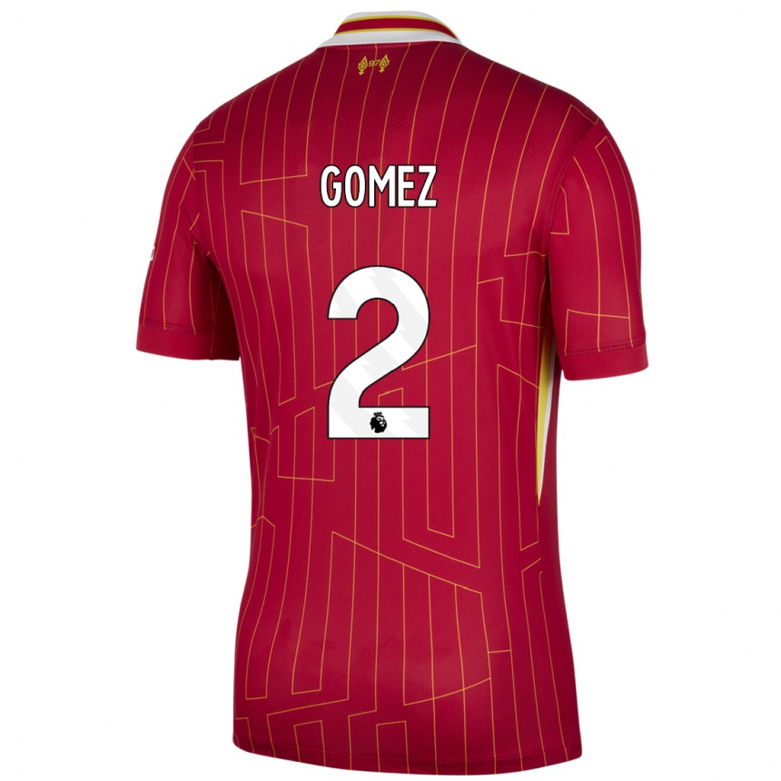 Men Football Joe Gomez #2 Red Yellow White Home Jersey 2024/25 T-Shirt Canada