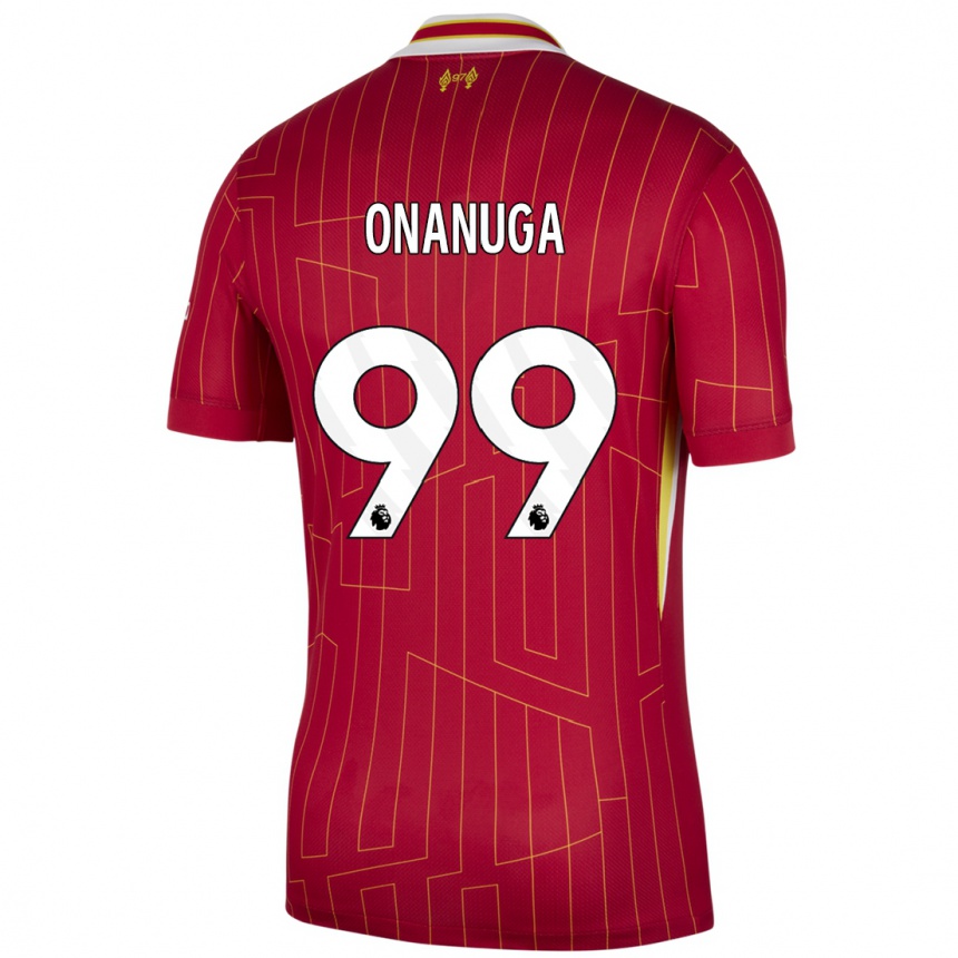 Men Football Fola Onanuga #99 Red Yellow White Home Jersey 2024/25 T-Shirt Canada