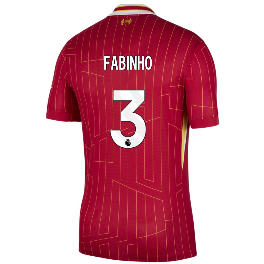 Men Football Fabinho #3 Red Yellow White Home Jersey 2024/25 T-Shirt Canada