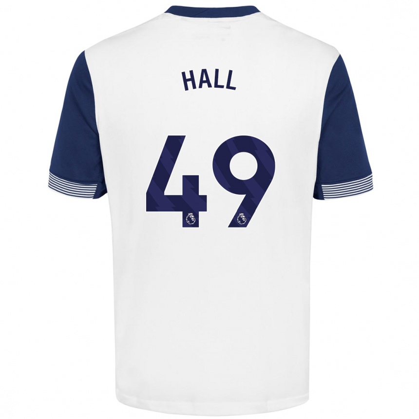 Men Football Tyrese Hall #49 White Blue Home Jersey 2024/25 T-Shirt Canada