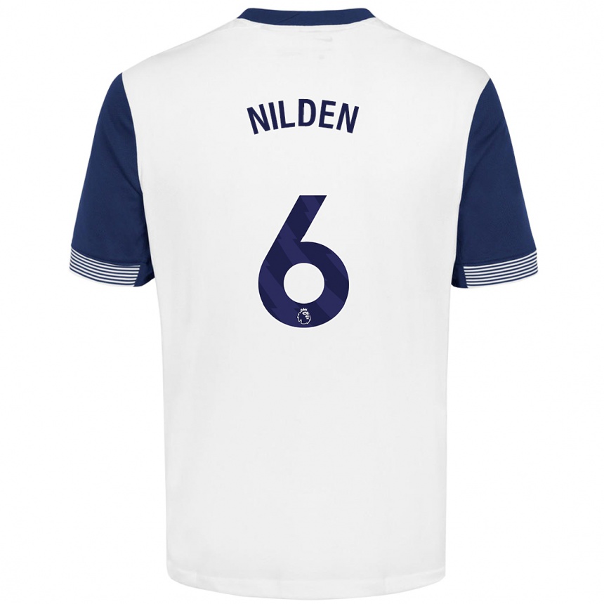 Men Football Amanda Nildén #6 White Blue Home Jersey 2024/25 T-Shirt Canada