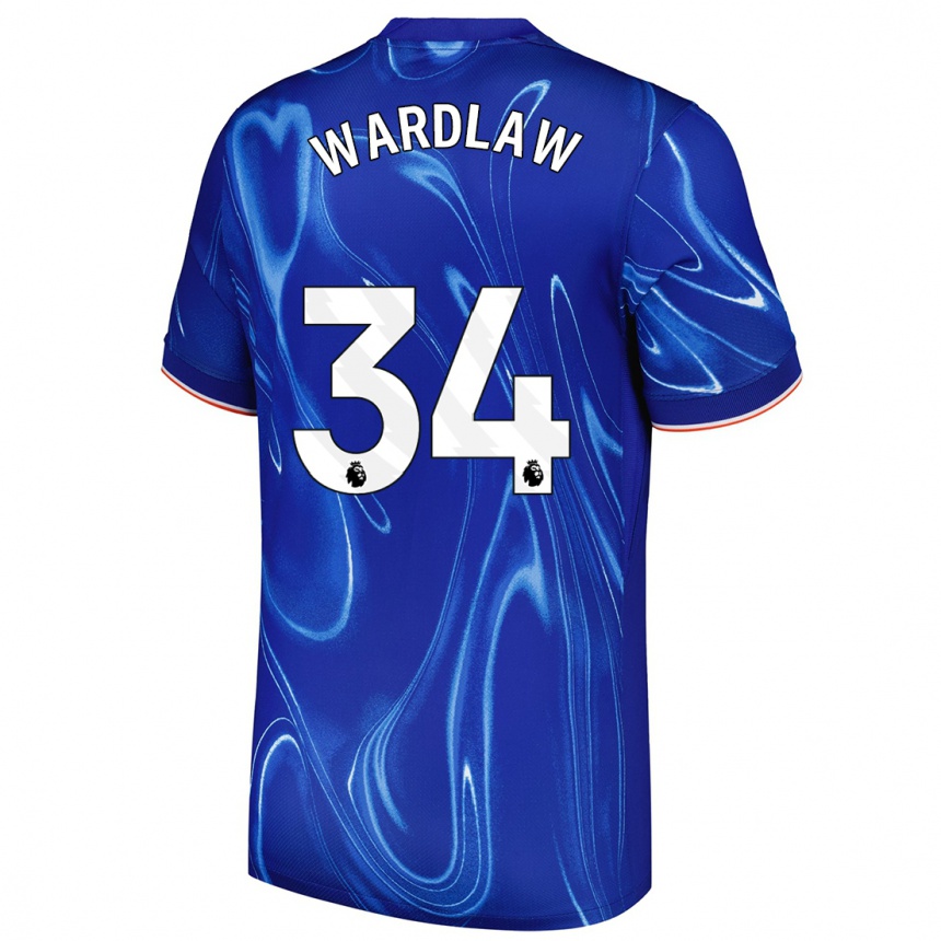 Homme Football Maillot Charlotte Wardlaw #34 Bleu Blanc Tenues Domicile 2024/25 Canada