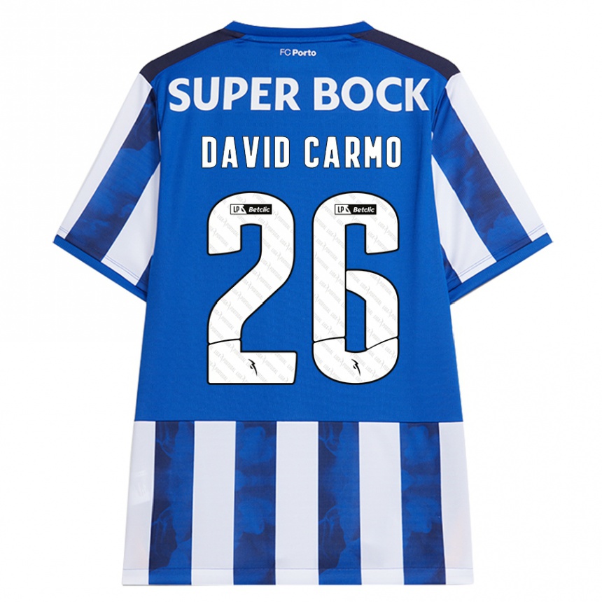 Men Football David Carmo #26 Blue White Home Jersey 2024/25 T-Shirt Canada