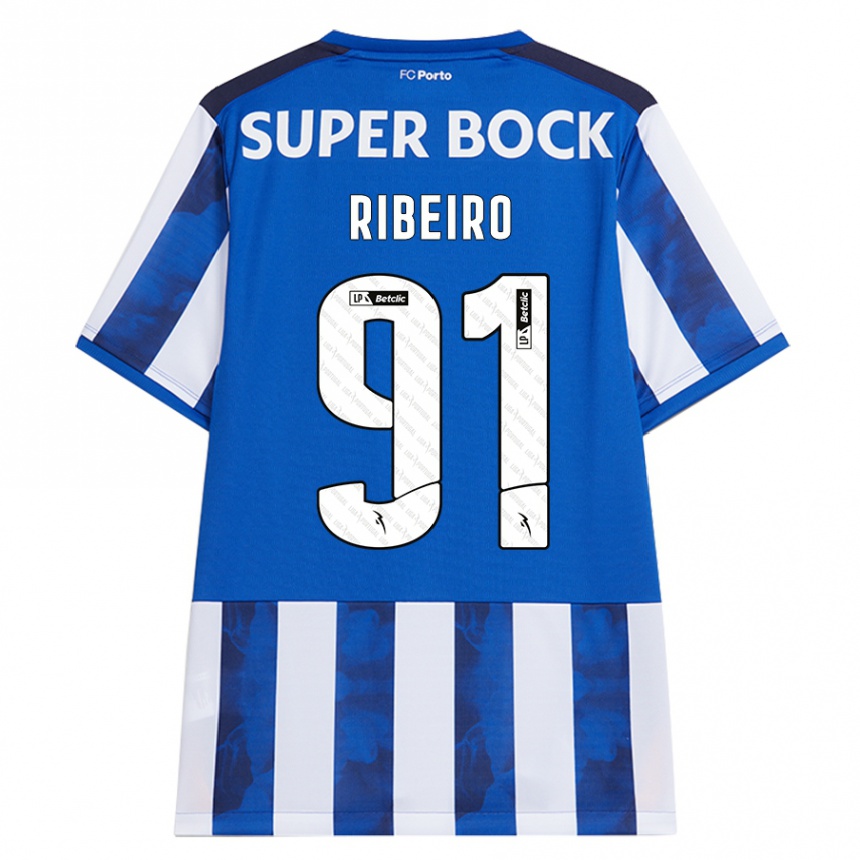 Men Football Gonçalo Ribeiro #91 Blue White Home Jersey 2024/25 T-Shirt Canada