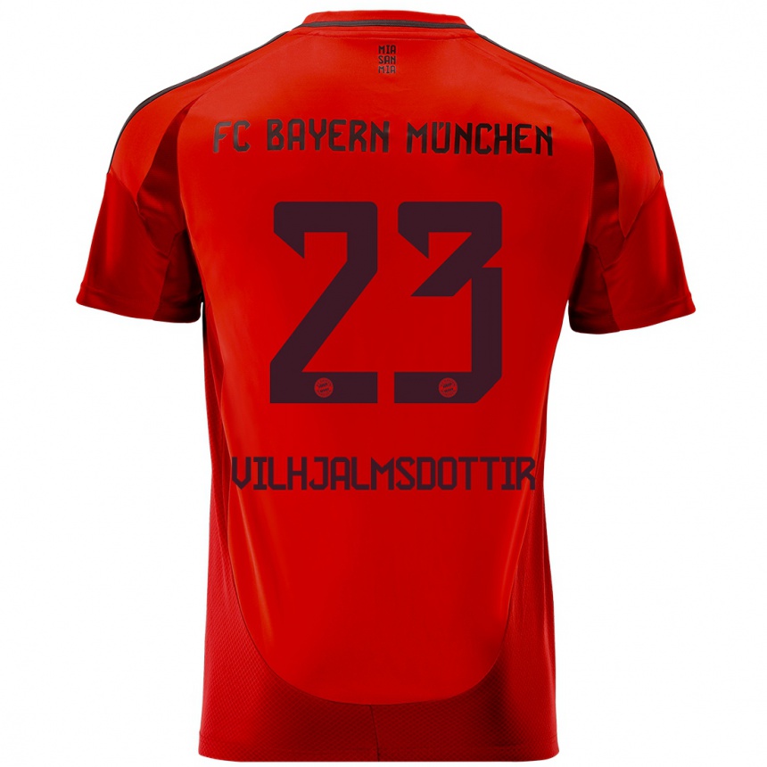 Men Football Karolina Lea Vilhjalmsdottir #23 Red Home Jersey 2024/25 T-Shirt Canada