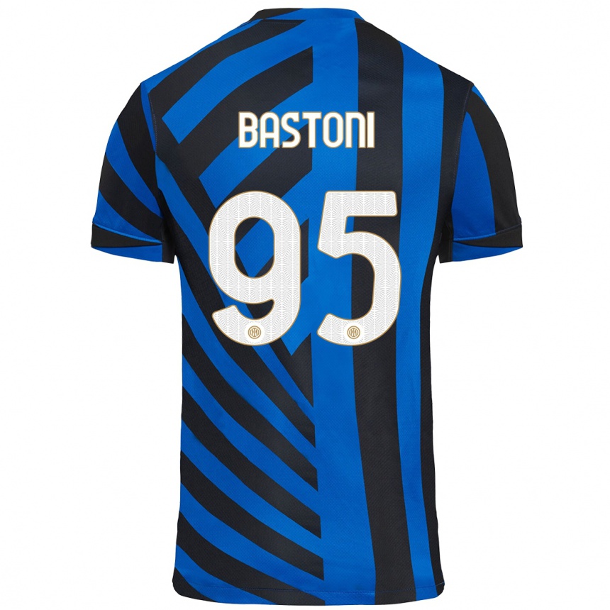 Homme Football Maillot Alessandro Bastoni #95 Bleu Noir Tenues Domicile 2024/25 Canada