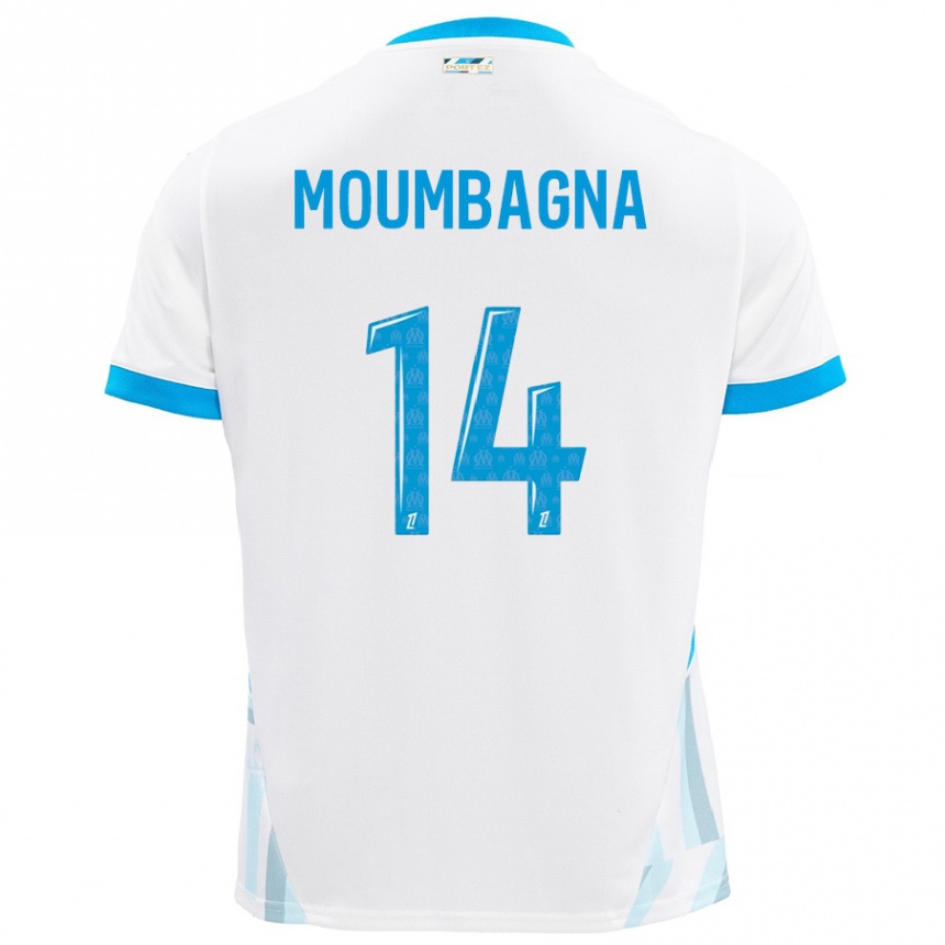 Men Football Faris Moumbagna #14 White Sky Blue Home Jersey 2024/25 T-Shirt Canada