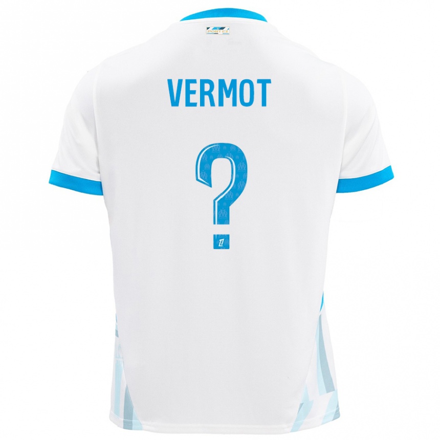 Men Football Théo Vermot #0 White Sky Blue Home Jersey 2024/25 T-Shirt Canada