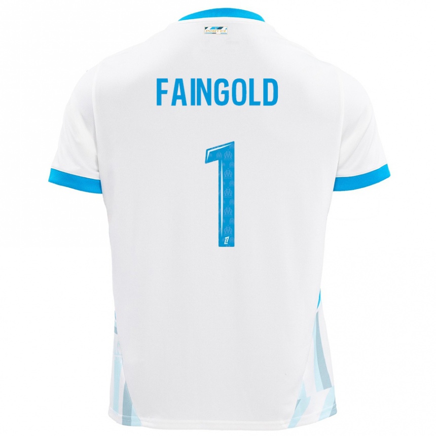 Homme Football Maillot Abbie Faingold #1 Blanc Bleu Ciel Tenues Domicile 2024/25 Canada