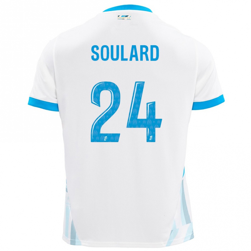 Homme Football Maillot Amandine Soulard #24 Blanc Bleu Ciel Tenues Domicile 2024/25 Canada