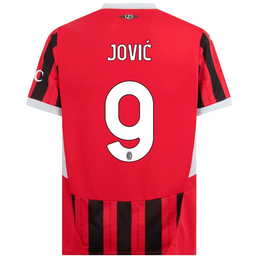 Men Football Luka Jovic #9 Red Black Home Jersey 2024/25 T-Shirt Canada